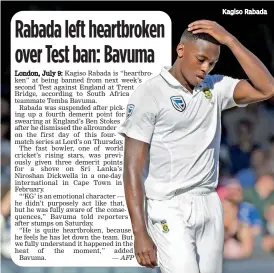  ??  ?? Kagiso Rabada