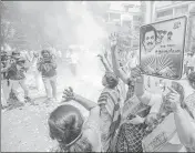  ?? ?? DMK workers celebrate after the party's lead in the local body elections, in Chennai on Tuesday.