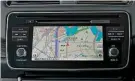  ??  ?? EQUIPMENT Seven-inch screen offers navigation, plus Apple Carplay and Android Auto, and is nicely integrated in the Leaf’s new dash. The colour display also shows important info on Safety Shield technology