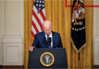  ??  ?? TRAGEDY UNFOLDS Below: President Joe Biden addresses the nation after the airport bombing on August 26. Right, from top: Wounded women arrive at a hospital for treatment after the attacks; volunteers and medical staff in Kabul unload bodies..