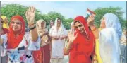  ?? MANOJ DHAKA/HT PHOTO ?? Relatives of Ravi Dahiya celebrate the silver.