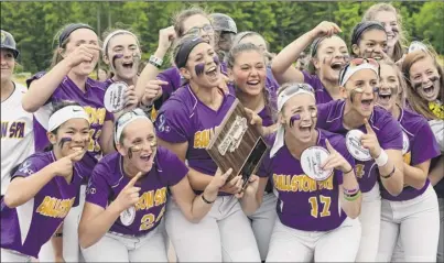  ?? Lori Van Buren / times union ?? Ballston Spa players celebrate after winning the Class A softball final against South Glens falls at Luther forest Complex on tuesday in malta.