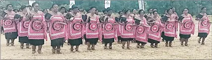  ?? (Pic: Thokozani Mamba) ?? Lutsango from Maphungwan­e dancing to a song during the Ingwenyama Cup Lubombo Region Culture finals held at the Siteki Sports Ground on Sunday.
