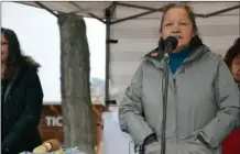  ?? The Okanagan Sunday ?? Westbank First Nation Chief Roxanne Lindley was one of the speakers at the Women’s March.