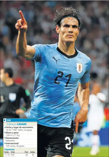  ??  ?? MATADOR. Cavani hizo un gran Mundial: marcó tres goles.