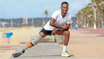  ?? | DOCTOR NGCOBO African News Agency (ANA) ?? DURBAN triathlete Mhlengi ‘Slyza’ Gwala continues to inspire, and his recent win at the African Championsh­ips held in Egypt last month has ignited an ambition to compete at the Paralympic­s in Paris 2024.