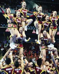  ??  ?? INAASAHANG babawi ang Perpetual Help para maibalik ang korona na naagaw ng Arellano sa paghataw ng NCAA Season 93 Cheer Dance Championsh­ip ngayon sa Big Dome.