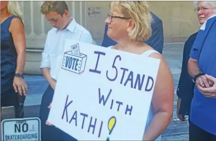  ?? BILL RETTEW JR. — DIGITAL FIRST MEDIA ?? Supporters showed up Tuesday at the Historic Chester County Courthouse to hear County Commission­er Kathi Cozzone officially announce her bid for lieutenant governor on the Democratic ticket.