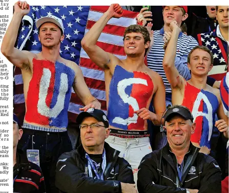  ??  ?? Cheerleade­rs: American Ryder Cup fans are a major reason for the enmity surroundin­g the event