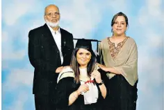  ?? ?? Fawziyah Javed, pictured with her parents, was killed by her husband in 2021