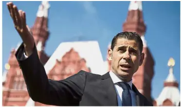  ??  ?? Over to you: Fernando Hierro will take over the Spanish national team from Julen Lopetegui. — AP