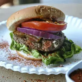  ??  ?? RUBBED BURGER
Brian Pekarcik, chef/partner of Spoon and BRGR in East Liberty, wouldn’t dream of throwing a burger on a flattop or grill without first seasoning it. “It just enhances the meat,” he says. But he does have one fast rule: Wait until right before you cook the patties to add the spice mix. He opts for a mild blend of spices that’s similar to seasoning that you would use for a barbecue smoked butt: salt, sugar, paprika and onion and garlic powders. A good burger rub, he says, shouldn’t dominate or overpower the meat.