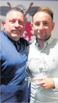  ??  ?? Manager Peter Goodwin with Thirds Most Improved Player Cody Lear