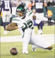  ?? Frank Franklin II / Associated Press ?? New York Jets’ Trumaine Johnson reacts after the Dallas Cowboys failed to make a twopoint conversion during the second half on Sunday in East Rutherford, N.J. The Jets beat the Cowboys 2422.