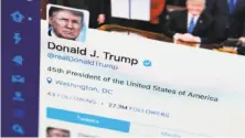  ?? J. David Ake / Associated Press 2017 ?? President Trump’s Twitter feed is seen on a computer screen. Trump blocked seven people for criticizin­g his policies.