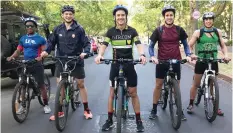  ??  ?? STELLENBOS­CH University students Wonderboy Nkosi, Luke Titus, Breda Reed, Mias Marais and Christoff Greyling, will embark on an ambitious 902km cycle tour from Vioolsdrif­t at the Namibian border to Cape Agulhas, the most Southern tip of Africa, from December 1 to 8. STAFF WRITER