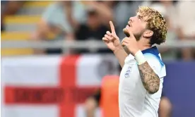  ?? Media/Getty Images ?? Harvey Elliott shows his delight after scoring England’s second goal. Photograph: MB