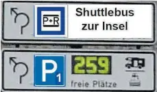  ??  ?? Das Parkleitsy­stem soll in Kürze nicht mehr auf Parkplätze auf oder direkt vor der Insel hinweisen.