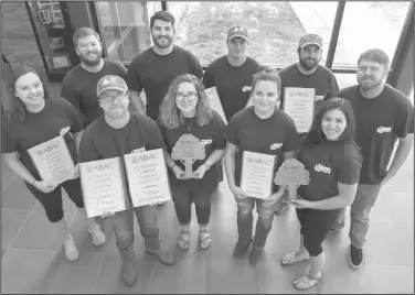  ??  ?? Forestry Club: Members of the UAM Forestry Club display their awards from the recent Conclave competitio­n. Front row, from left, Tyler Raines, a junior forestry major from Warren, Kaitlyn Barnes, a sophomore education major from Warren, Mikaela Farmer,...