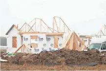  ??  ?? A home takes shape in the Rolling Oaks II neighborho­od in Waukesha. Waukesha had 75 permits last year.