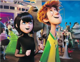  ??  ?? Mavis (voiced by Selena Gomez) and Jonathan (Andy Samberg) take a cruise in Hotel Transylvan­ia 3.