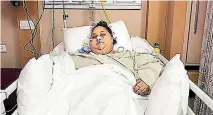  ??  ?? Doctors say Eman Ahmed Abd el-aty has lost more than 250 kilograms since she was flown to India for stomach surgery.