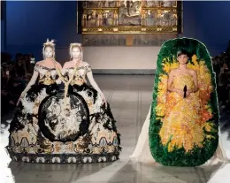  ??  ?? Models walk the ramp during Chinese designer Guo Pei’s first ever runway show in the UK in November, 2019 in London, England.