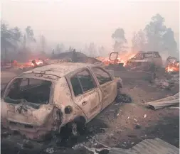  ?? Photo: Garden Route Fire Watch Facebook page ?? Damage caused by the fire at the SANParks camp in Barrington near Karatara.