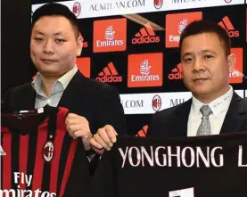  ??  ?? AC Milan’s Chinese investors could be facing sanctions for breaking financial fair play rules