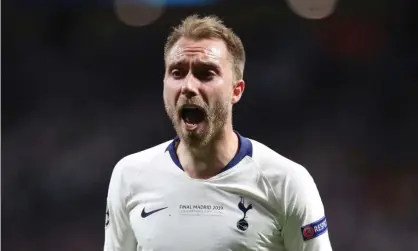  ??  ?? Christian Eriksen has been linked with a move from Tottenham to Real Madrid or Juventus. Photograph: Carl Recine/Reuters