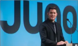  ?? DARRYL DYCK, THE CANADIAN PRESS ?? Michael Bublé, who took time off when his young son was diagnosed with cancer, will host the 2018 Juno Awards, which will be held in Vancouver.