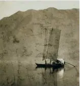  ??  ?? Filippo Franzoni, ‘La vela’, 1895. A destra, lo studio fotografic­o per l’opera