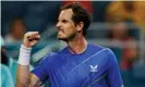  ?? TPN/Getty Images ?? Andy Murray celebrates after running away with the second set to defeat Federico Delbonis in the first round. Photograph: