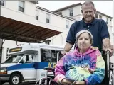  ?? ASSOCIATED PRESS ?? Donald and Maureen Wall in front of the Chester County Hospital in West Chester. The pair are homeless. Currently, she sleeps in a bed at Chester County Hospital, while Don sleeps in the chair next to her.