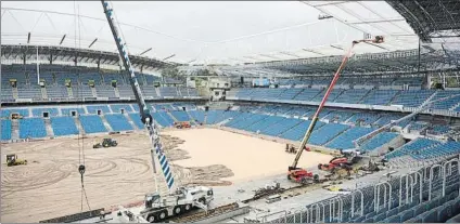  ?? FOTO: REAL SOCIEDAD ?? Así estaban las obras de Anoeta el pasado domingo El presidente de la Real Sociedad asegura que “vamos en plazo”