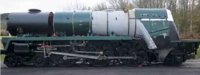  ?? NEVILLE COOK ?? 34028: Southern Locomotive­s Ltd’s rebuilt ‘West Country’ Eddystone with its boiler back in the frames.