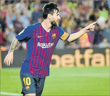  ?? FOTO: MANEL MONTILLA ?? Messi se estrenó en Liga marcando dos goles Una de falta y el otro de un disparo seco. Una fuente inagotable