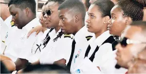  ?? CARL GILCHRIST ?? Student pilots from Caribbean Aviation Training Centre at the thanksgivi­ng service for the life of Danshuvar Gilmore.