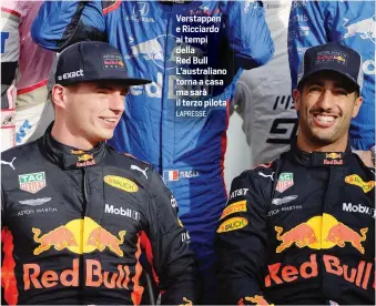  ?? LAPRESSE ?? Verstappen e Ricciardo ai tempi della
Red Bull L’australian­o torna a casa ma sarà il terzo pilota