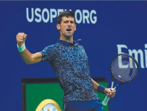  ?? Picture: GETTY ?? ON A ROLL: Novak Djokovic wins his men's singles match against Juan Martin del Potro at the US Open