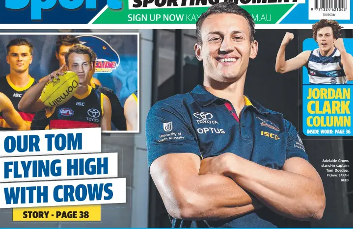  ?? Picture: SARAH REED ?? Adelaide Crows stand-in captain Tom Doedee.