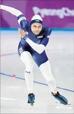  ?? Andreas Rentz Getty Images ?? AT THE 2018 Olympics, Shani Davis skates in the 1,500-meter event. He holds two gold medals in the 1,000-meter race from earlier Games.