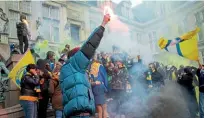  ??  ?? Promotion…Union supporters gather after victory in the “Zwanze Derby” v RWD Molenbeek