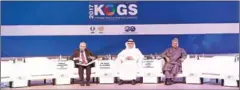  ?? YASSER AL-ZAYYAT/AFP ?? (From left) Adnan Shihab-Eldin, Kuwaiti Minister Essam al-Marzouq and OPEC General Secretary Mohammed Barkindo take part in the third Kuwaiti Oil & Gas Conference on Sunday.