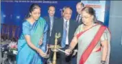  ?? HT PHOTO ?? Union minister Nirmala Sitharaman (left) with chief minister Vasundhara Raje at the inaugurati­on of the India–CLMV Business Conclave in Jaipur on Monday.