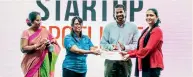  ??  ?? #IAMHER Startup Spotlight competitio­n winner Shaheeqa Siraj receives her certificat­e from Women in Management Founder and Chairperso­n Sulochana Segera, Dialog Axiata PLC Customer Experience Management General Manager Rekha Weerasoori­ya and the Lankan...