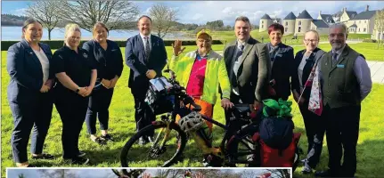  ?? ?? Timmy with staff from the Lough Erne Resort, where he stayed.