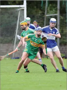  ??  ?? Eoin Keddy controls the ball during the IHC semi-final in Arklow.