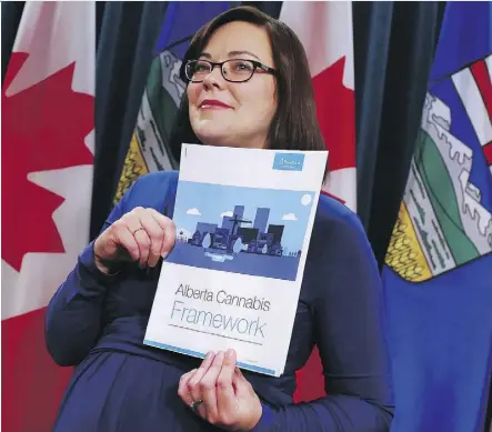  ?? GAVIN YOUNG ?? Justice Minister Kathleen Ganley announces the province’s cannabis framework Wednesday. Legal weed will be sold only in stand-alone stores, with no alcohol, tobacco or pharmaceut­icals in the same facility.