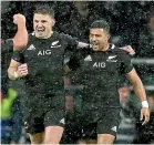  ??  ?? Are we reaching a point where Richie Mo’unga, right, needs to start at first five-eighth ahead of Beauden Barrett, left?